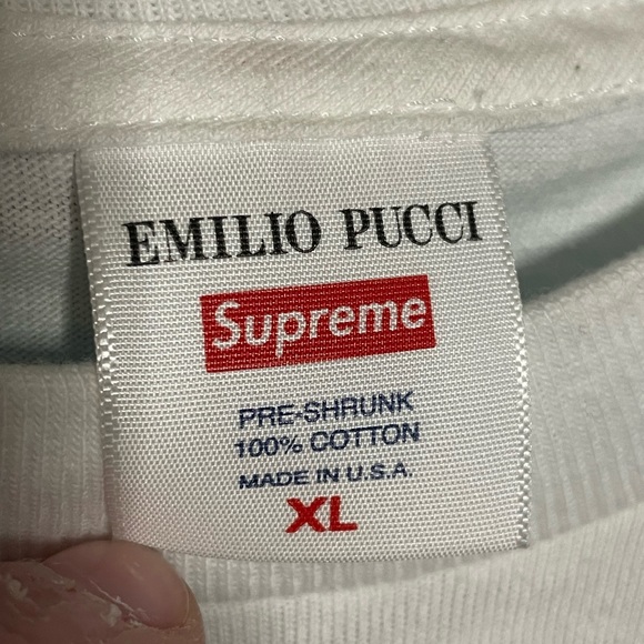 Supreme Emilio Pucci White/Dusty Pink Box Logo T-shirt - Picture 4 of 5